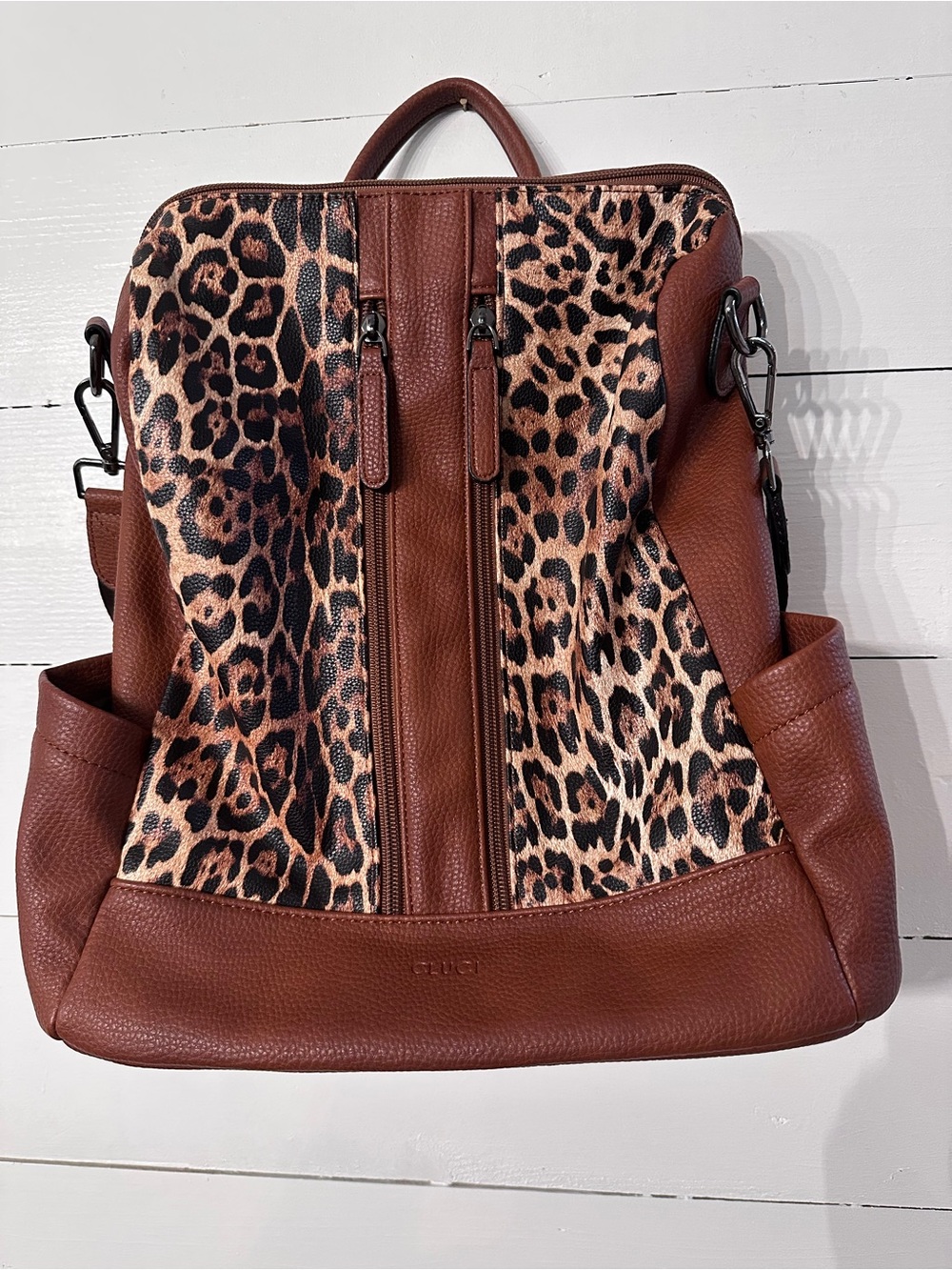 Leopard Print Brown Women's Backpack - Unbranded